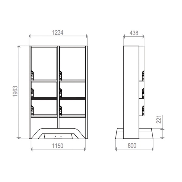 Slika Samostoječ dvojni paketomat z več paketniki