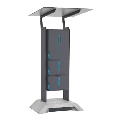 Slika Samostoječ enojni paketomat z več paketniki in streho