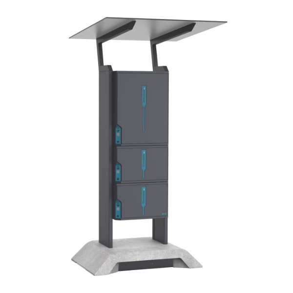 Slika Samostoječ enojni paketomat z več paketniki in streho