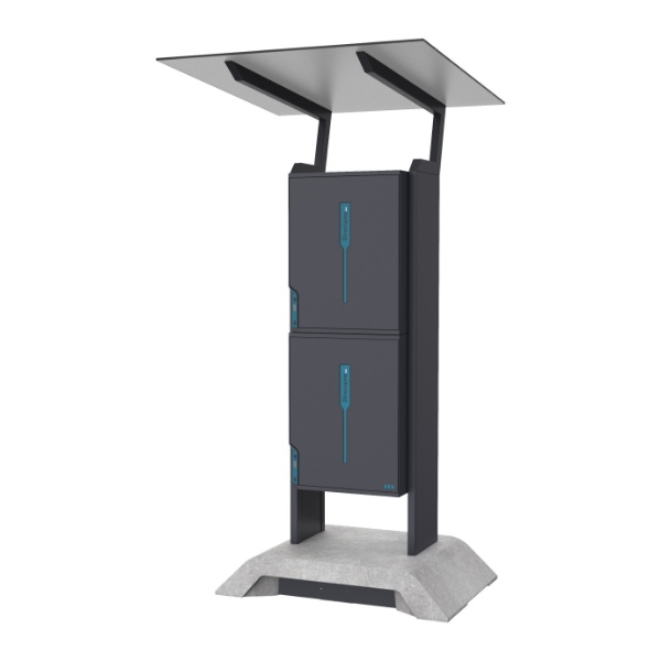 Slika Samostoječ enojni paketomat z več paketniki in streho