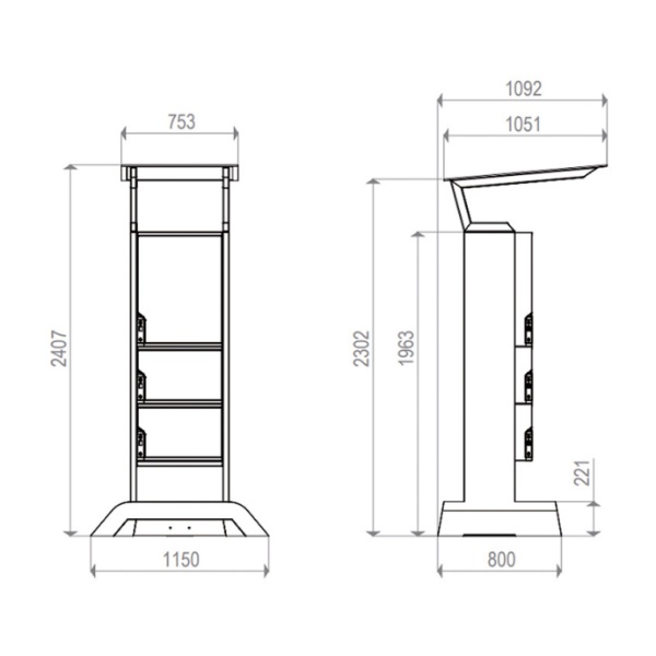 Slika Samostoječ enojni paketomat z več paketniki in streho