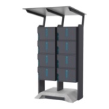 Slika Samostoječ dvojni paketomat z več paketniki in streho