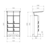 Slika Samostoječ dvojni paketomat z več paketniki in streho