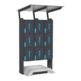 Slika Samostoječ trojni paketomat z več paketniki in streho