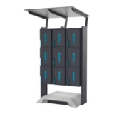 Slika Samostoječ trojni paketomat z več paketniki in streho